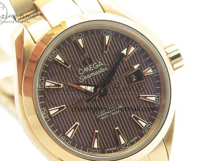 0209 Bright Aqua Terra Ladies 35mm RG V6F Best Edition Brown Dial On RG Bracelet A 8101